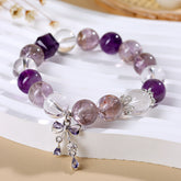 Natural Amethyst Purple Tower Crystal White Crystal Bracelet - Energy & Spirituality